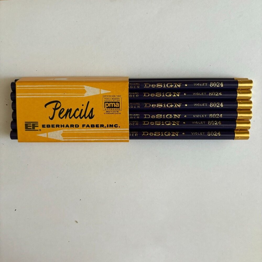 Vintage Eberhard Faber Design 12 Per Pack 3H Colored Pencils Violet 8024 NOS